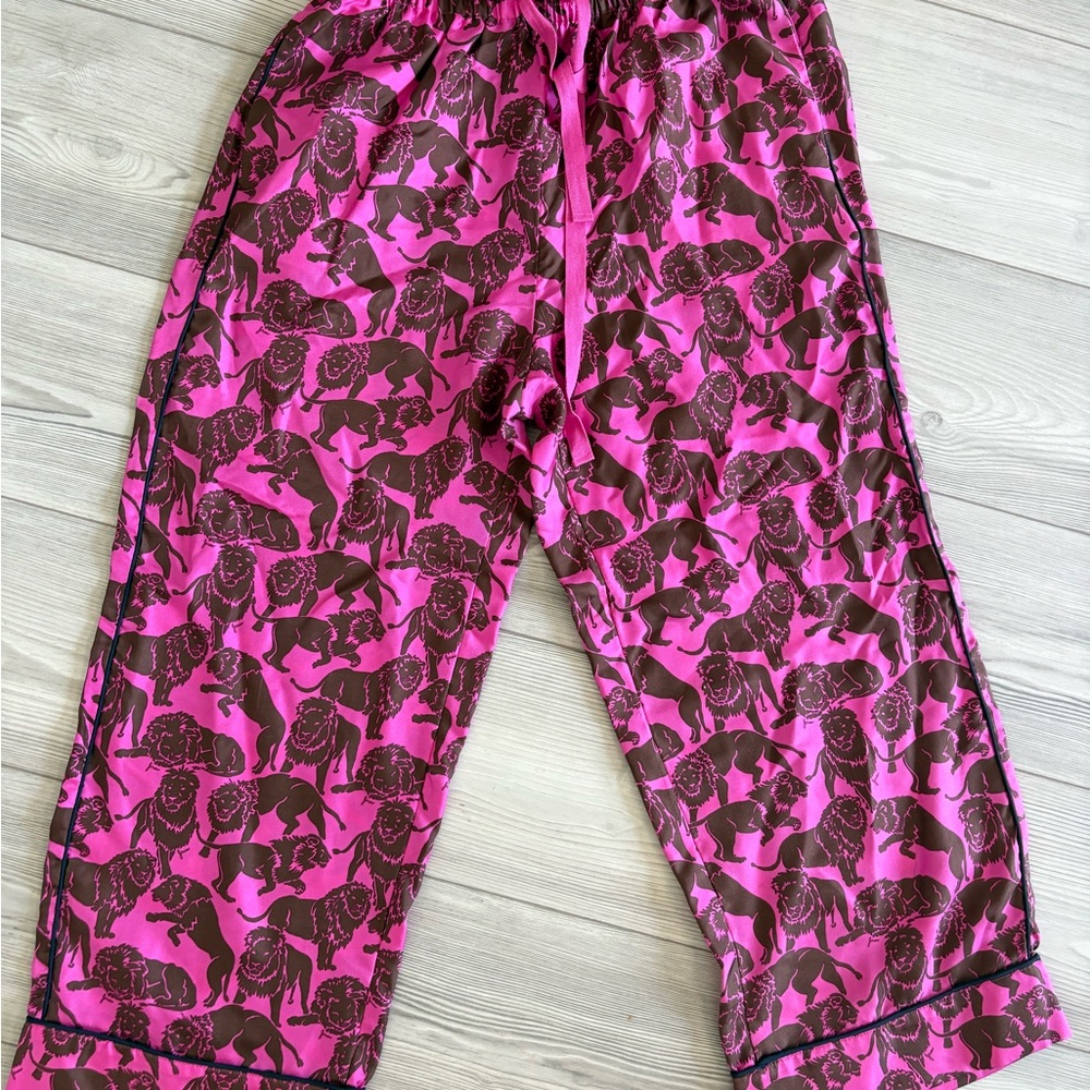 J. Crew Collection Pink and Brown Floral Elastic Waist Pants